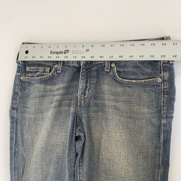 Vintage Abercrombie Fitch Jeans Women 8 Long Flare Dark Wash Premium Y2K 33x33 - Picture 7 of 11
